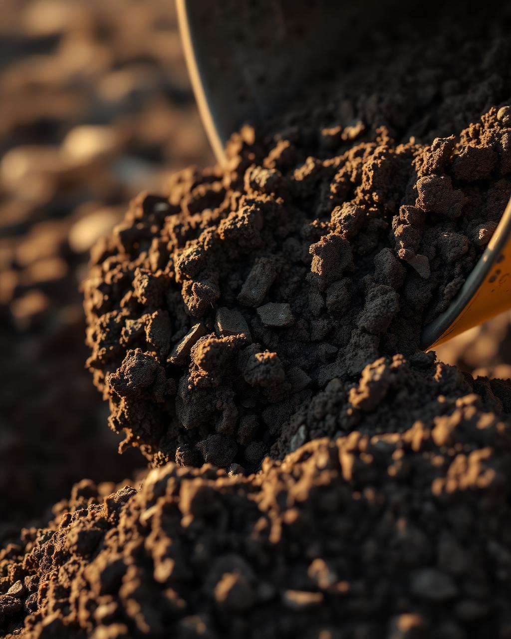 Rich Kansas topsoil being poured from a heavy bucket